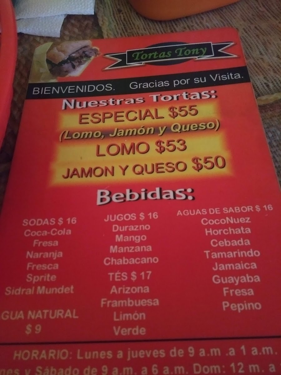 Tortas Tony Menu - Image 3